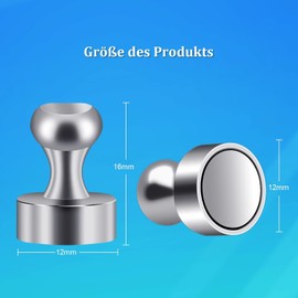 MUYOLUN 12 Pack N52 Neodymium Magnets - 12x16mm Strong Fridge Magnets for Whiteboards, Photos, Notes & Crafts (Not for Glass)