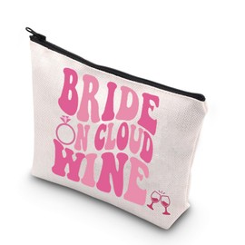 G2TUP Bachelorette Party Makeup Bag Bridal Shower Gifts Bride On Cloud Wine Gifts Bride To Be Party Zipper Pouch (Cloud Wine)