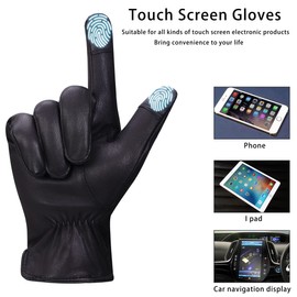 Harssidanzar Mens Leather Gloves For Man, Touchscreen Winter Dress Leather Gloves Fleece Lined GM040UK, Black, XXL