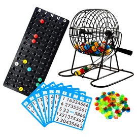 Regal Bingo Deluxe Bingo Game Set for Adults and Kids - Includes 6 Inch Bingo Wheel Cage, 75 Balls, Master Board, 18 Cards, and Colorful Chips - Fun Family Bingo Night