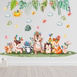 Condessacity DIY Wall Sticker Children, Cute Animals, Plants, Flowers, Wallpaper Stickers, Children's Room, Nursery, Nursery, Entryway, School, Wallpaper, Nordic, Removable, Stylish, Wall Deco, Wall Sticker Decoration