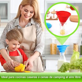 Embudo De Cocina, 4 Piezas Embudo De Silicona, Embudos Plegables para Manejo De Líquidos,Polvo, Granos, Semillas, Café