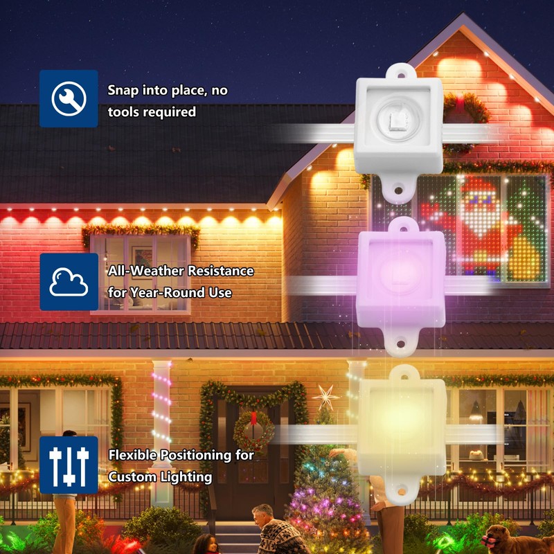 40 Sets,Light Clips for Govee Outdoor Light （Square） Secure Mounting