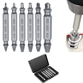 SHULLIN Set of 6 Damaged Screw Extractor Set Damaged Screw Remover and Bolt Extractor HSS 4341 Hardened High Speed Steel Screw Extractor Bit Set for Easily Remove Stripped or Damaged Screws(Silver)