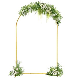 6.6-Foot Wedding Arch Frame and 2 Golden Water Bags, Arch Background Stand, Suitable for Weddings, Birthday Parties, Brides, Baby Parties, Photo Booths, Garden Decorations
