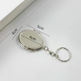 LNYMZD 2Pcs Heart Shape Metal Portable Folding Mirror Key Chain Round Square Cosmetic Mirror Compact Travel Pocket Mirror with Key Ring Keychain(Elliptical&Heart)