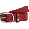 Tommy Jeans Women's Oval Leather Belt, Red (Rustic Cherry)
