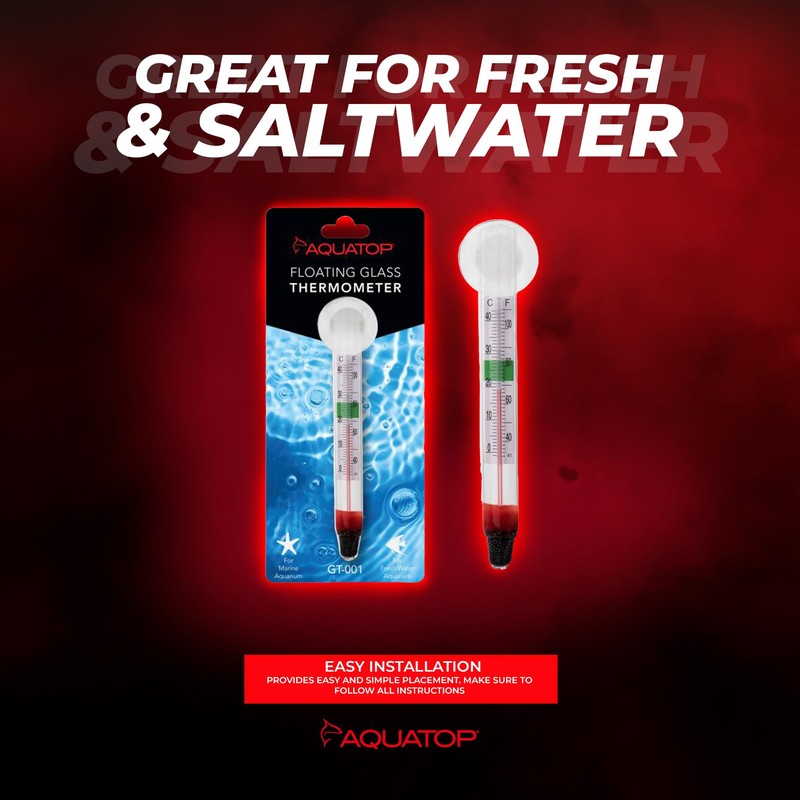 Aquatop Floating Glass Aquarium Thermometer with Suction Cup – Safe