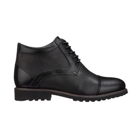 CALTO Men's Invisible Height Increasing Elevator Shoes - Black Leather Lace-up Cap-toe Boots with Inner Faux Fur - 3.2 Inches Taller - Y41088 - Size 8 D(M) US