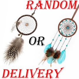 Dream Catcher Dreamcatcher - Natural Pearl Chicken Feather with Grey Agate Healing Crystal Beads,Primary Colour, Wax Rope, Handmade for Home Car Wall Decor, Hanging Ornaments-HOLSM-III®