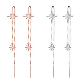 FDGGT 2 Pairs Star Tassel Earrings, Long Earrings, Fashion Simple Earrings, Elee Earrings, Women's Jewelry