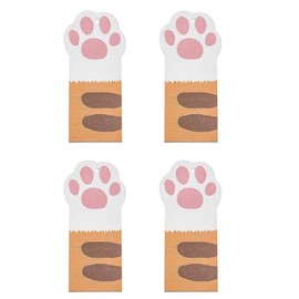 Pack of 4 Wood Pulp Cotton Sponge Kitchen Sponges Wood Cloth Sponge Cleaning Sponges Kitchen with Lanyard, Cute Paw Shape