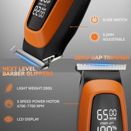 SIDHGN Professional Hair & Beard Trimmer, Electric Hair Clippers for Men, Cordless Clipper and Trimmer Set, Zero Gapped (Orange)