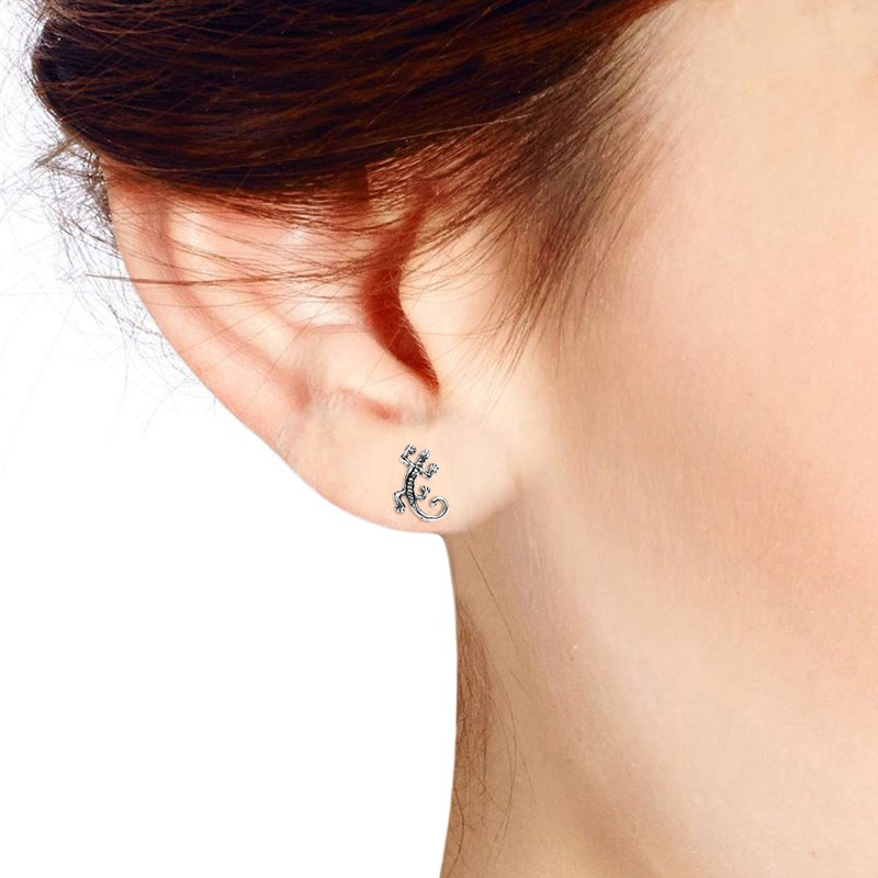 Petite Gecko Lizard Stud Earrings 925 Sterling Silver Metal Unknown,