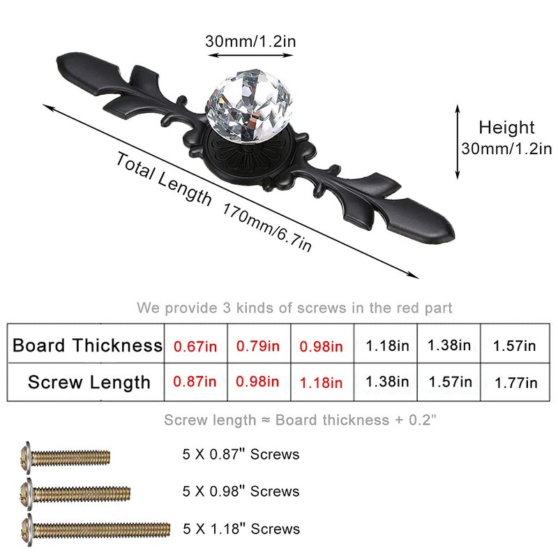 ESreake Drawer Dresser Knobs Pull Handles,Large Size Black Diamond Clear