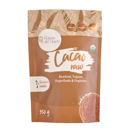 RAÍCES DEL HUERTO - Cacao Raw (crudo) Peruano en polvo sin azucar orgánico certificado USDA - Bolsa de 350 g - Antioxidante - Libre de químicos - Ideal para veganos, vegetarianos y atletas