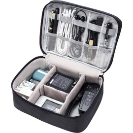 JNTMIKUN Cable Bag Organiser Universal Cable Organiser Bag de Travel, black, cable organizer bag