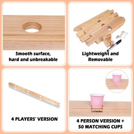 WodGod 5 FT Board with Wall Mounts and Black Marker,4 Person Board,Sets:1 Board + 2 Wall Mounts+1 Black Mark+50 Cute Glasses, Perfect for Vacations,Weddings,Bar,Family Gathering, Party,Rustic