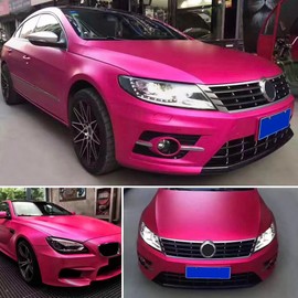 NewL Premium Satin Matt Chrome Ice Metallic Vinyl Film Car Film Sticker Air Bubble-Free DIY Motorcycle Phone Sticker Accessories (Rose Red, 30 cm x 150 cm)