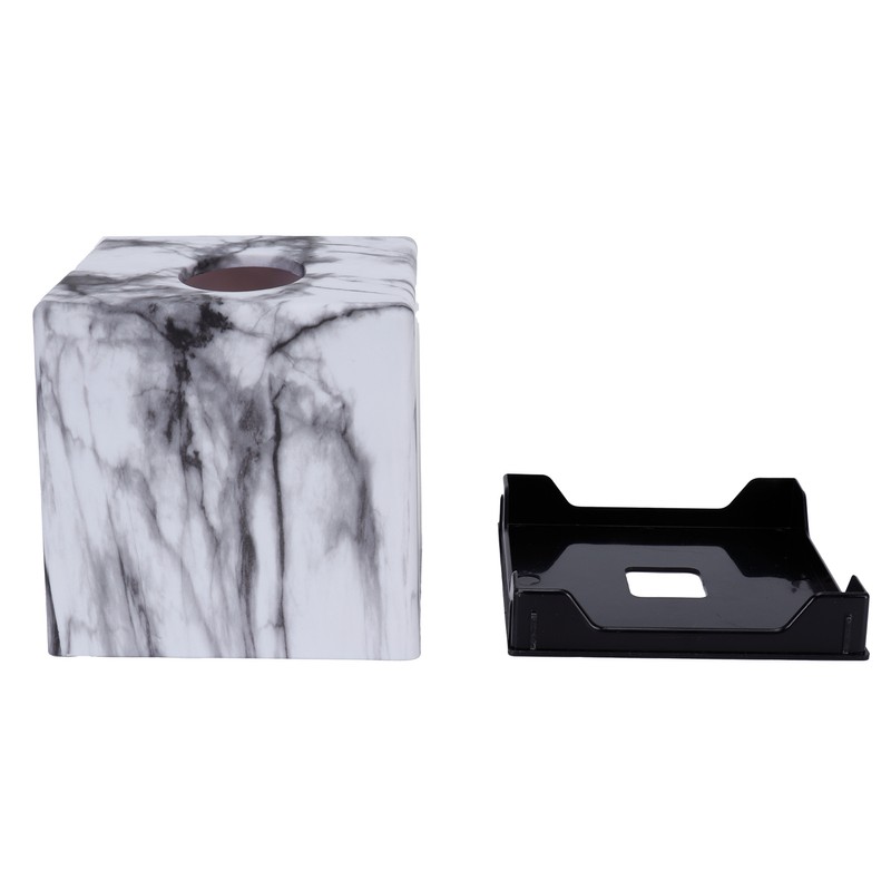Tissue Box with Marble Printing Square Toilet Paper Holder for