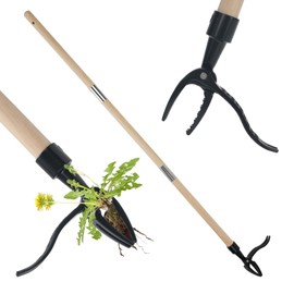 lasuroa Stand Up Garden Tool, 39.4in Rooter with Long Handle 4-Claw Aluminum Alloy Head Easy Dandelion Thistles & Root Removal without Bending or Kneeling