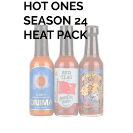 Hot Ones Season 24 Heat Pack, Hot Sauces Gift Pack With Onima (IL MIG+), Black-Eyed Susan (Red Flag), High River Sauces (Peppers Up!), Made With All Natural Ingredients, 5 fl oz Bottles (3-Pack)