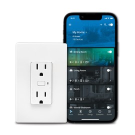 Eaton EWFTRCR15-W-BX-L Wi-Fi Smart Receptacle Works with Hey Google and Alexa Without Wallplate, White