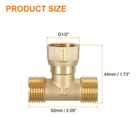 sourcing map Brass Angle Stop, 1/2" Outlet x 1/2" Inlet Compression 3-Way Compression Tee Valve, Supply Line Connector, Water Line Adapter Splitter for Faucet, Water Filters
