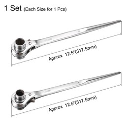 uxcell 19mm x 22mm 17mm x 19mm Hexagon Scaffold Podger Ratchet Spanner Set
