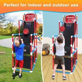 Arcade Basketball Game Set with 4 Balls for Kids,Adjustable Toy Game Sport with Storage for 3 to 12 Years Old，Kids Basketball Hoop Suited for Outdoor and Indoor