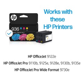 HP 936 Cyan/Magenta/Yellow Standard Yield Ink Cartridges, 3/Pack (6C3Z3LN)