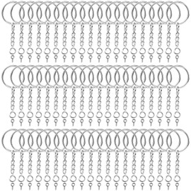 Audab 360Pcs Keychain Bulk, 120Pcs Keychain Rings with Chain and Open Jump Ring with Screw Eye Pins for Crafts and Jewelry Making