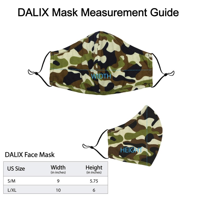 DALIX Kids Camouflage Cotton Face Mask Camo Reuseable Made in