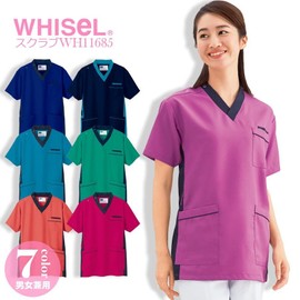 Unisex Scrubs with Collar and Armpit Accents, Medical Use WH11685 Medical Wear, Wine, Size L