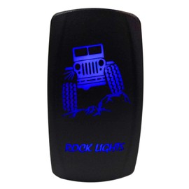 50 Caliber Racing Rocker Switch ON/Off LED Backlit -Jeep Rock Lights- UTV, Auto, Boat 20A 12V (5362A43 Blue)