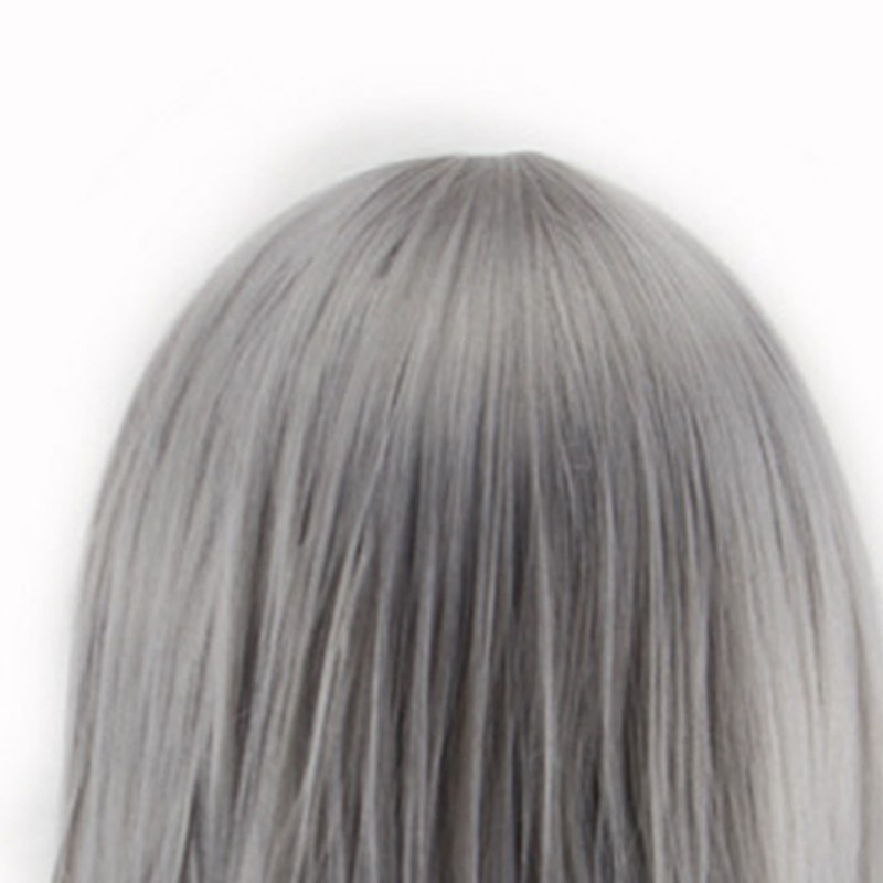 Bob Short Hair Wig Heat Resistant Synthetic Gray Breathable Fluffy