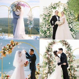 Liacere Gold Metal Arch Backdrop Stand Set of 3 Arched Door Frame 6FT/5FT/4FT for Wedding Parties Birthday Graduation Anniversary Celebration Opening Ceremony and Other Indoor Outdoor Decoration