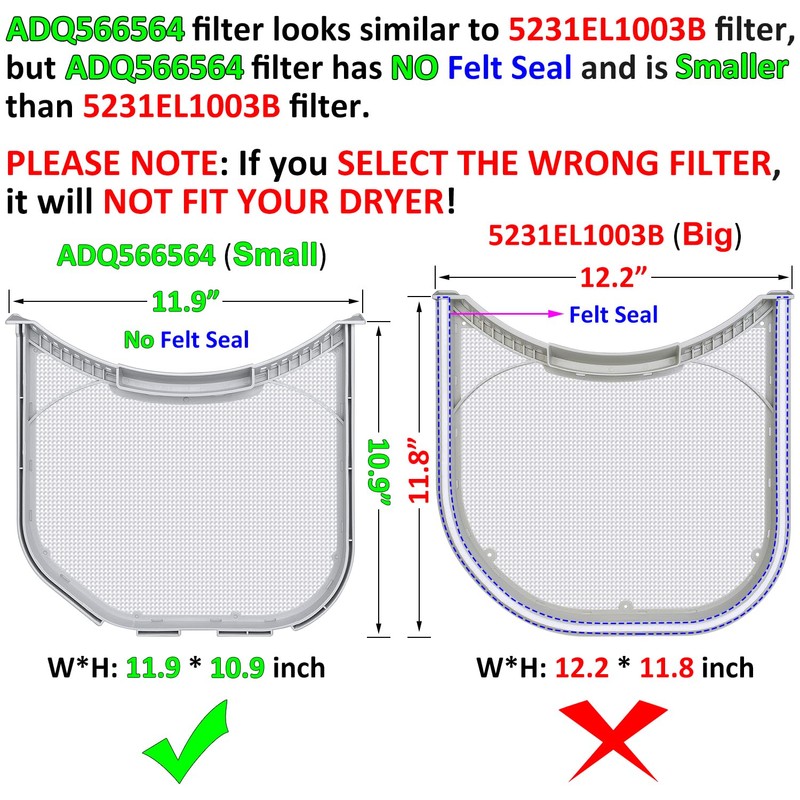 Uszily ADQ566564 Lint Filter Replacement for LG and Kenmore Dryers,