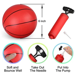 Dilabnba 6 INCH Rubber Basketball, Colorful Kids Mini Toy Ball, Children's Basketballs with Pump, Indoor Outdoor Fun Sports for Kids and Adults(7 Pack)