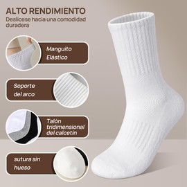 Calcetines Deportivos Para Hombre 6 Pares, Calcetines Largos de Algodón Para Correr, Calcetines Antideslizantes, Transpirables y Duraderos, Adecuados Tanto Para Hombres Como Para Mujeres