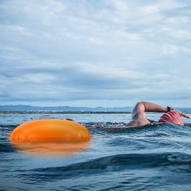 LUXHEIM 2 Pack Swim Buoy Tow Floats for Open Water Swimming Highly Visible Swim Buoy Waterproof Inflatable Tow Float for Triathlons