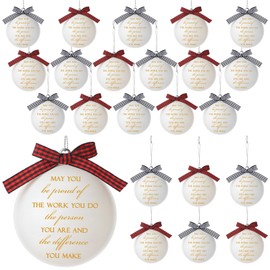 Syhood 24 Pcs Employee White Christmas Balls Ornaments May You Be Proud of The Work You Do Hanging Ornaments Staff Appreciation Gift for Coworkers Staff Nurse Teacher