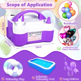 MOYKSRR Luftballonpumpe Elektrische, Ballonpumpe Elektrisch, 600W Tragbare Doppeldüse Aufblasgerät, Automatik und Halbautomatisch Modi Ballonpumpe für Party,Hochzeit,Geburtstag und Festivaldekoration