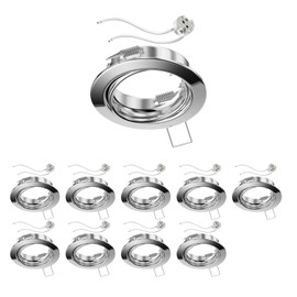 ledscom.de 10 Pieces Ceiling recessed Frame Fere recessed Frame Chrome swivelling (LED/halogen/MR16/50mm) incl. GU5.3 Socket