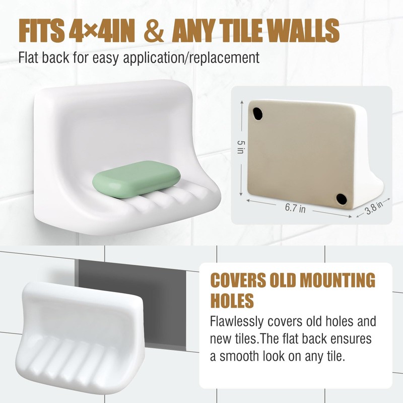 OTHIX Shower Soap Holder & Ceramic Soap Dish for Shower