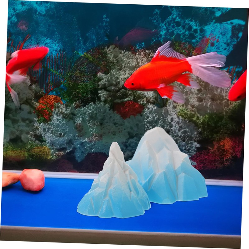 Mobestech 2pcs Miniature Floeberg Model for Fish Tank Realistic Iceberg