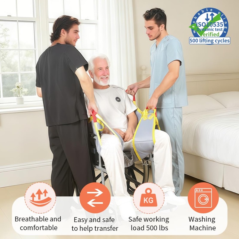EHUELDER Manual Transfer Sling for Narrow Spaces, Portable Hand Lift