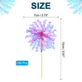 PATIKIL Firework Cupcake Toppers, 50 Pcs Sparkle Tassel Cupcake Picks Birthday Party Graduation Wedding Foil Decor Cocktail Food Fruit Toothpicks Christmas, Sparkle Rose Red