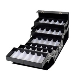 LIYUANJUN 48 Slot Sunglass Storage Box, 48 Pairs Sunglasses Display Tray 8 Drawers Eyewear Eye Wear Case Eyeglass Organizer Black PU Leather for Watches Jewelry Home Decor