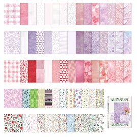 JIEYUMAO 69 Sheets Handmade Scrapbook Paper, 2 Sizes Textured Scrapbook Paper and Mesh Fabric Assorted Set, Multicolor Textured Paper Assorted Set Mixed Special Paper for DIY Craft